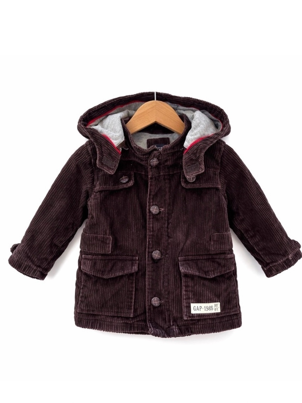 Baby Gap Brown Corduroy Hooded Utility Jacket Lined Toddler Coat Size 5